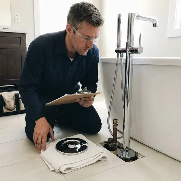 GLV Plumbing technician providing bathroom plumbing in Danbury, CT