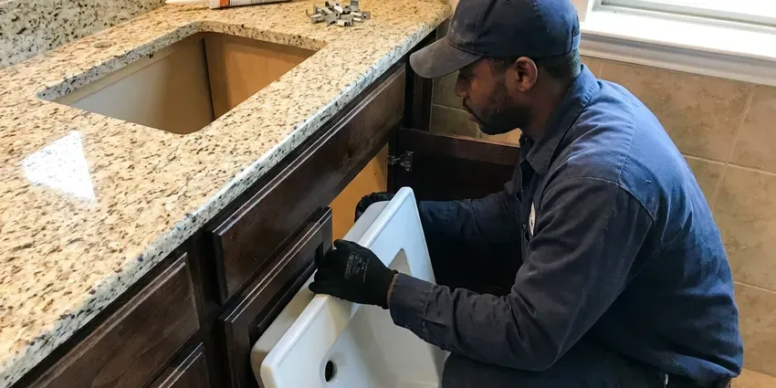 GLV Plumbing technician providing toilet installation in Bridgeport