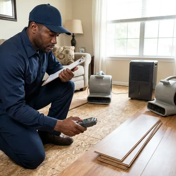 GLV Plumbing technician providing water damage restoration in Milford, CT